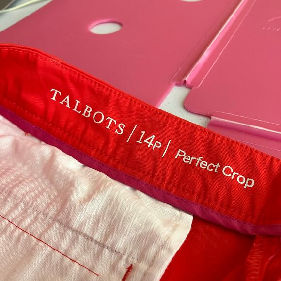 Talbots | Red Perfect Crop Chino Pants Cotton 2% Spandex Womens 14 PETITE - Picture 5 of 7